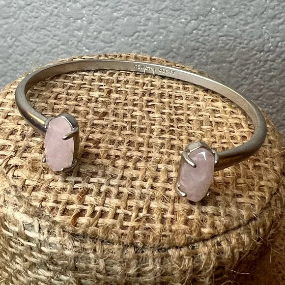 Kendra Scott Edie Silver Cuff Bracelet with Pink Rose Quartz - Picture 4 of 7
